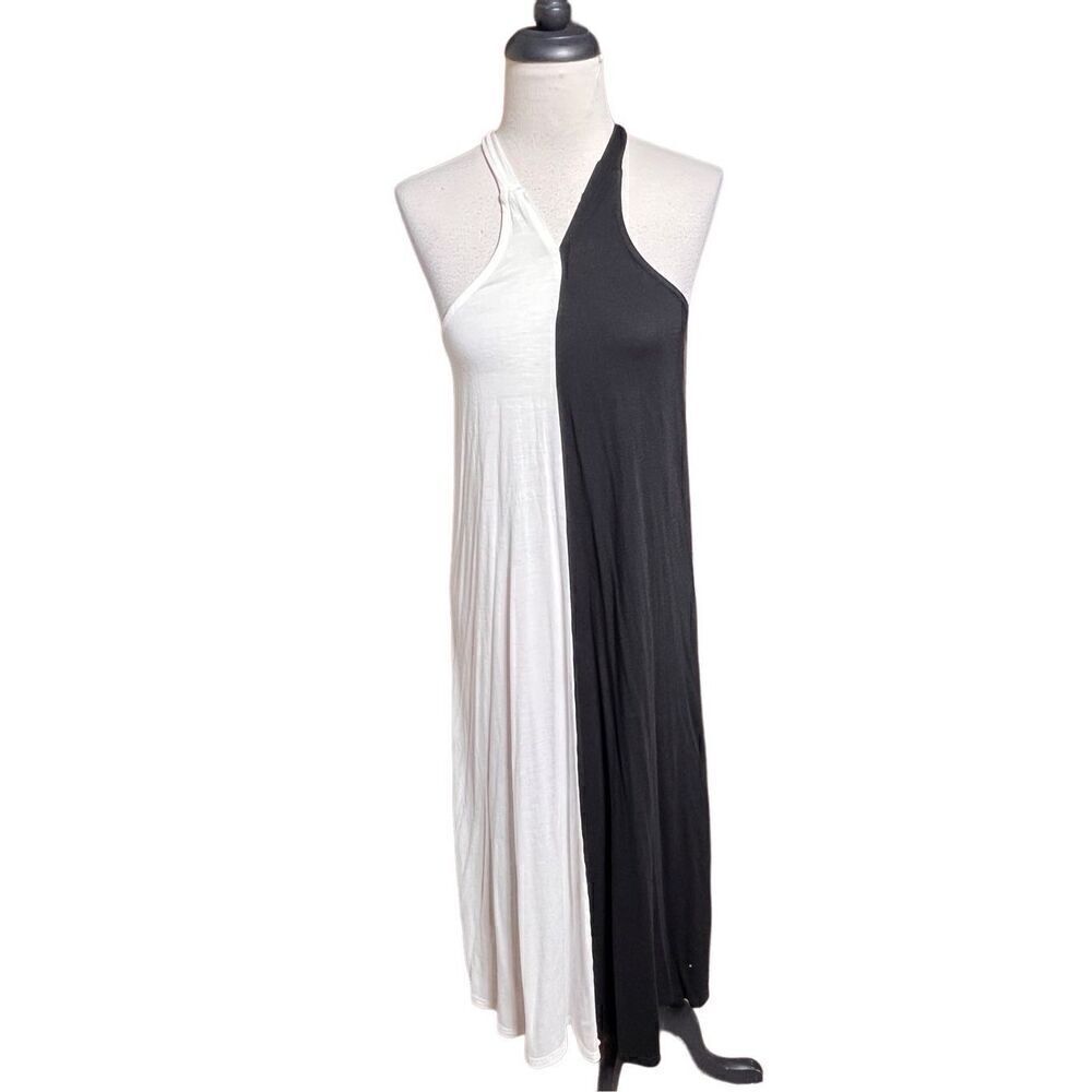 Kos Resort Black & White Knit Maxi Sundress,  Beachwear Size XS